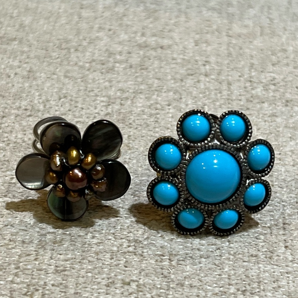 Adjustable Flower Rings Bundle of 2